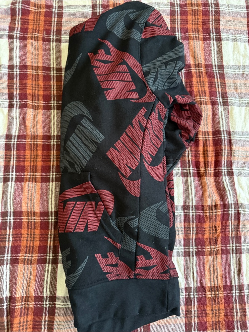 Nike Black Pullover Hoodie with Red and Gray Logo Print - Picture 3 of 3